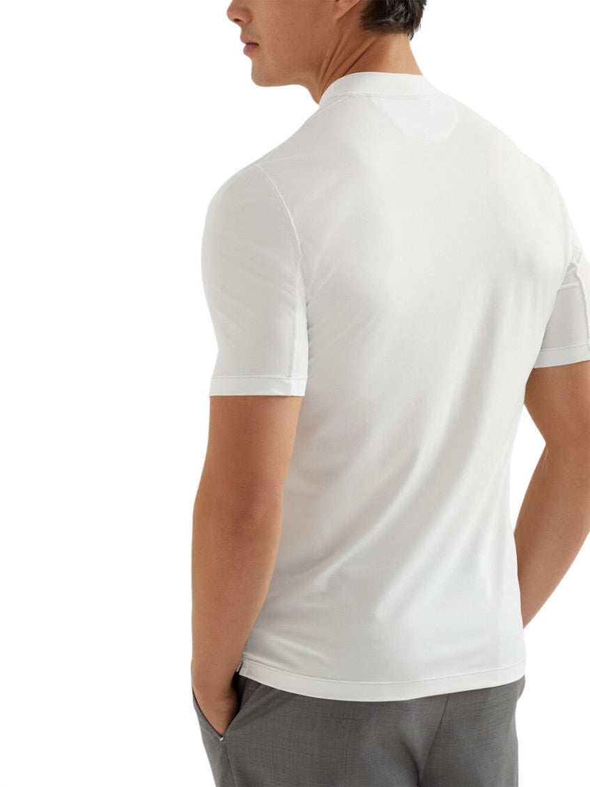 White Mock Collar T-Shirts 3