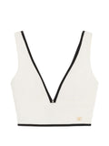 White Solid V Neck Top 1