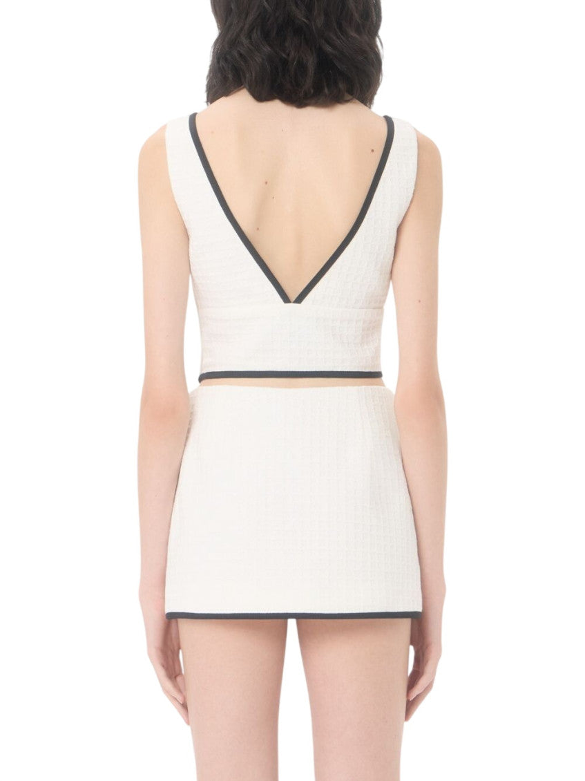 White Solid V Neck Top 3
