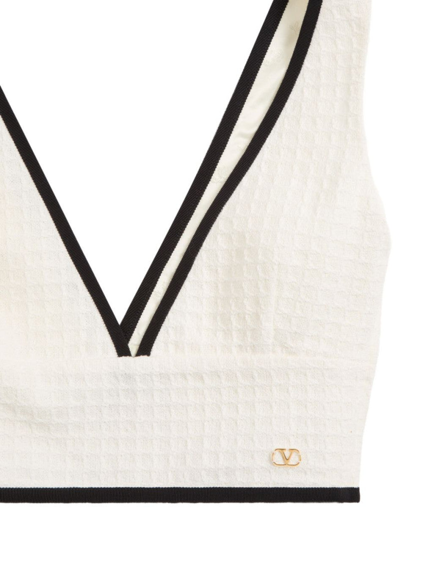 White Solid V Neck Top 5