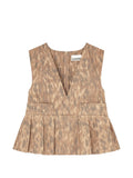 Beige Printed V Neck Top 1