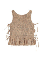 Beige Printed Round Neck Top 1