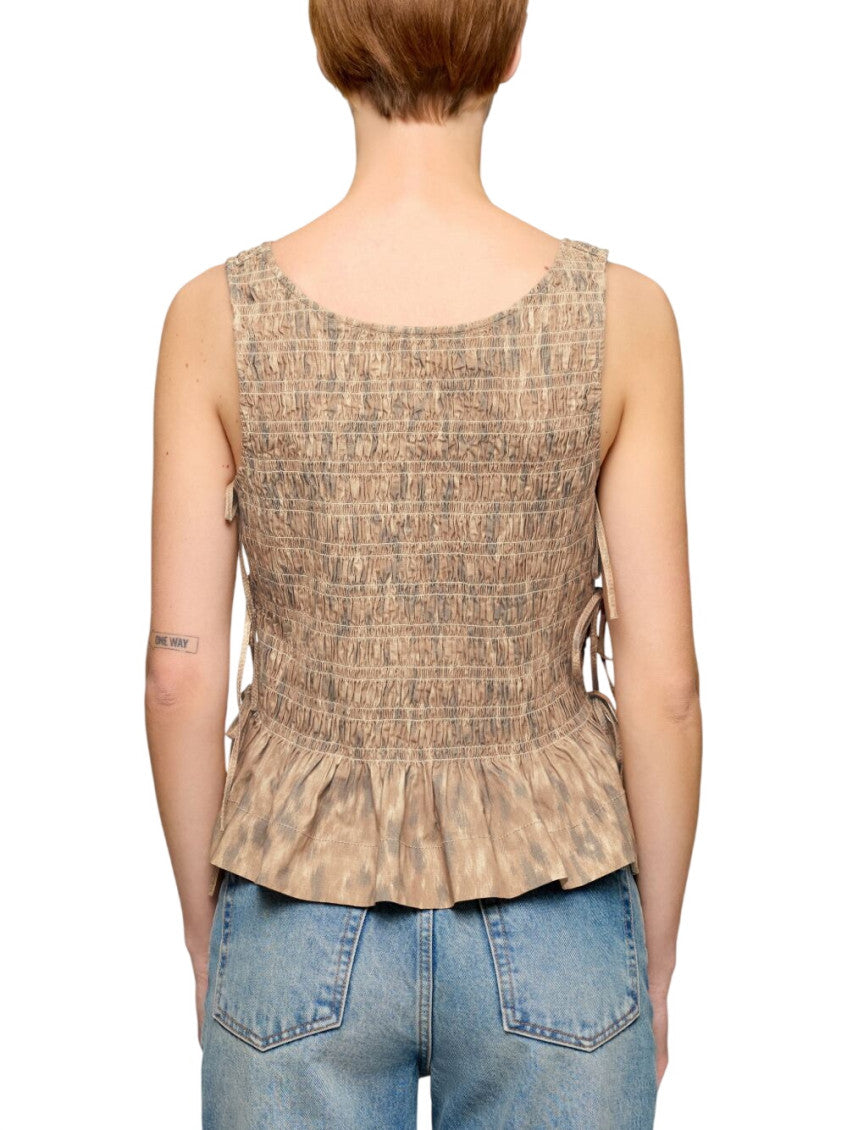 Beige Printed Round Neck Top 3