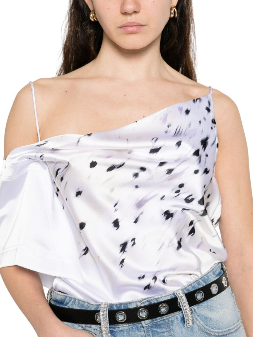 Grey Printed One Shoulder Top 4
