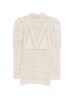 Beige Crochet Mock Collar Top 1