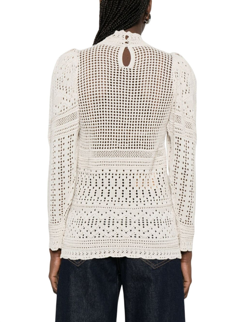 Beige Crochet Mock Collar Top 3