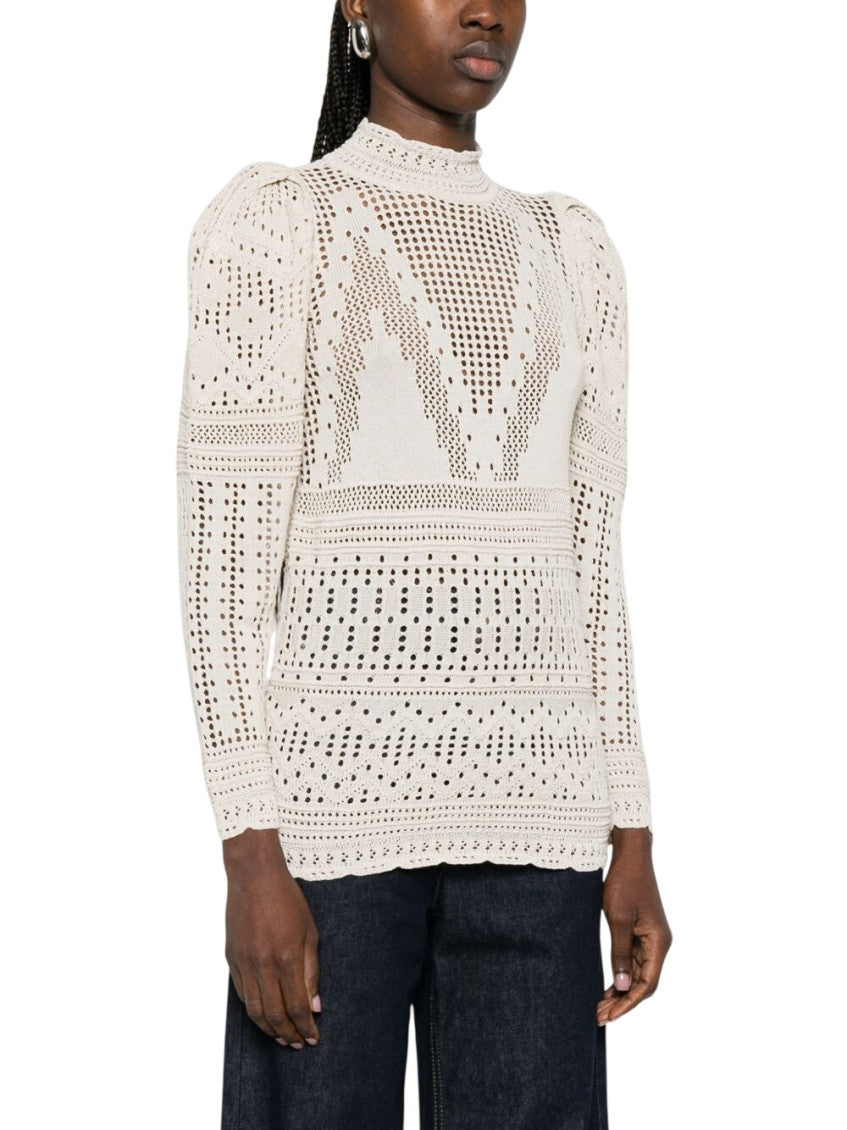 Beige Crochet Mock Collar Top 4