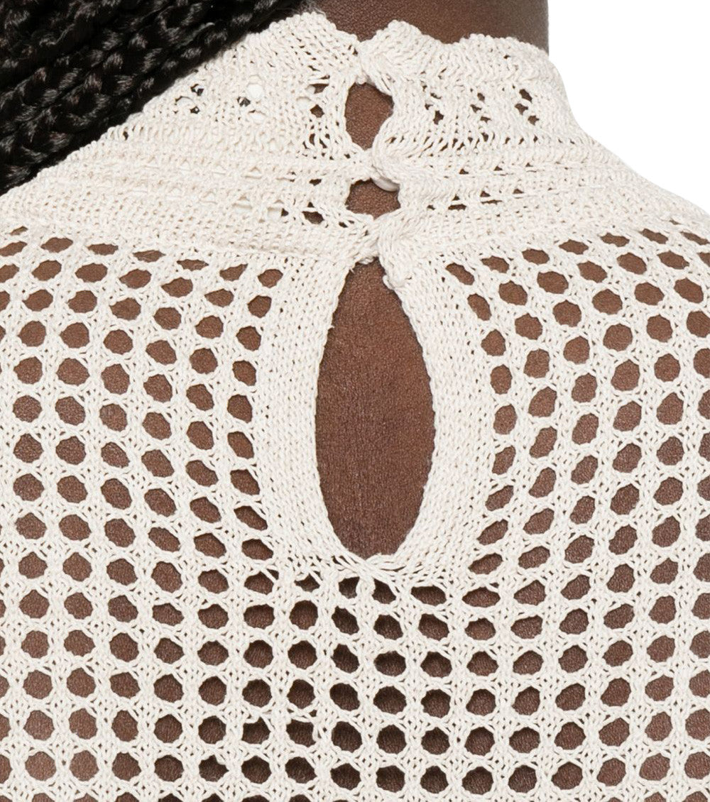 Beige Crochet Mock Collar Top 5