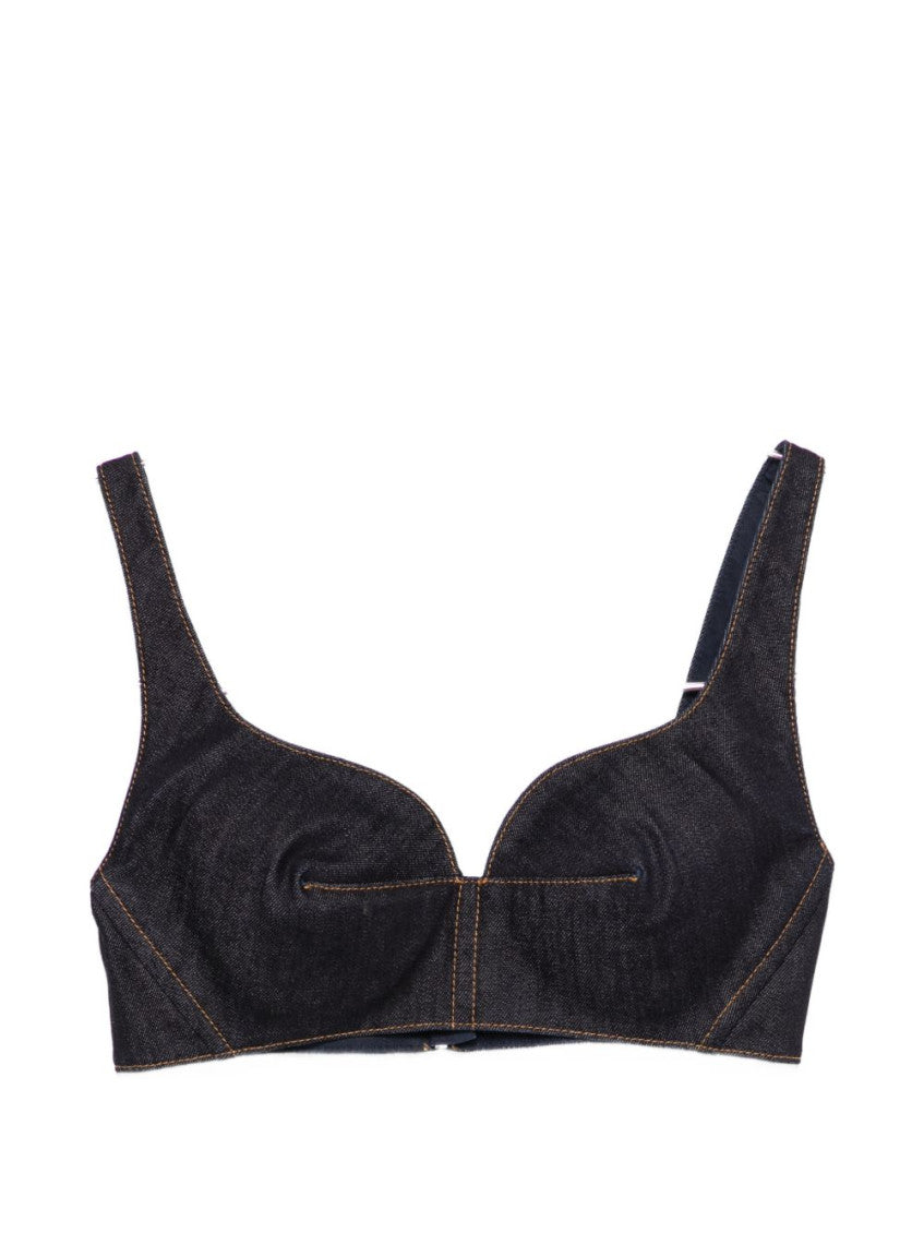 Blue Sweat Heart Neck Top 1