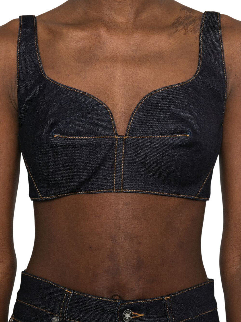 Blue Sweat Heart Neck Top 2