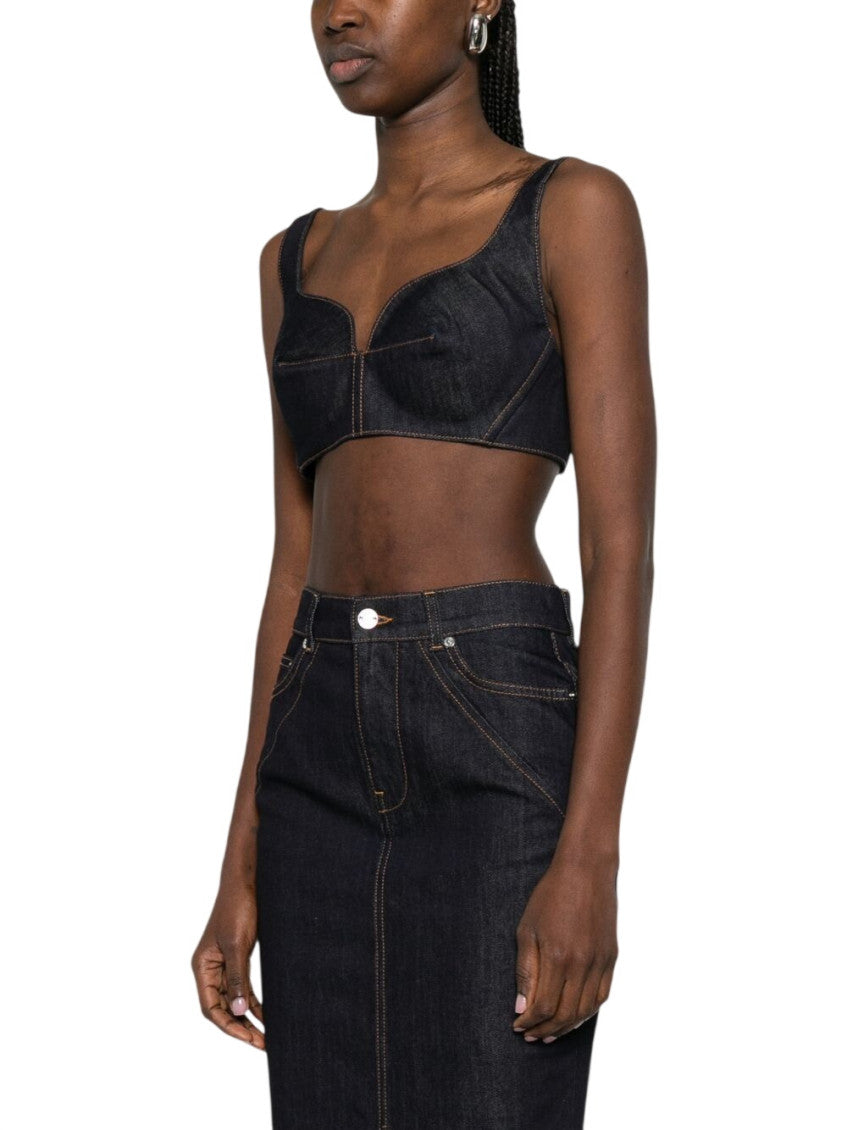 Blue Sweat Heart Neck Top 4
