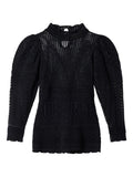 Black Crochet Mock Collar Top 1
