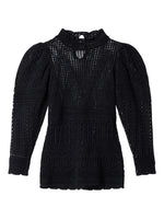 Black Crochet Mock Collar Top 1
