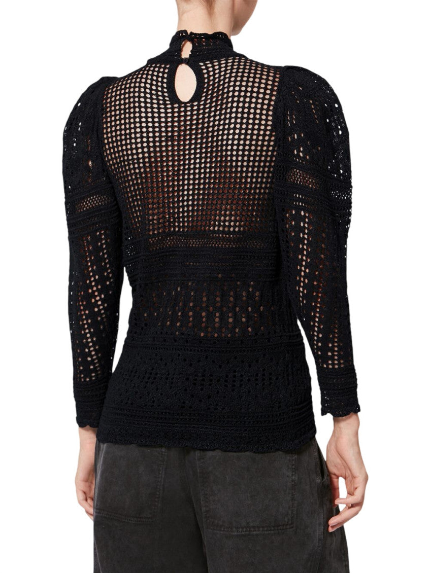 Black Crochet Mock Collar Top 3
