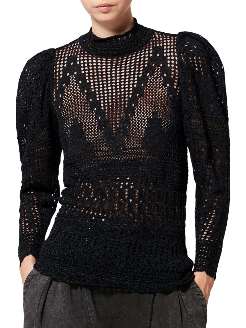 Black Crochet Mock Collar Top 4