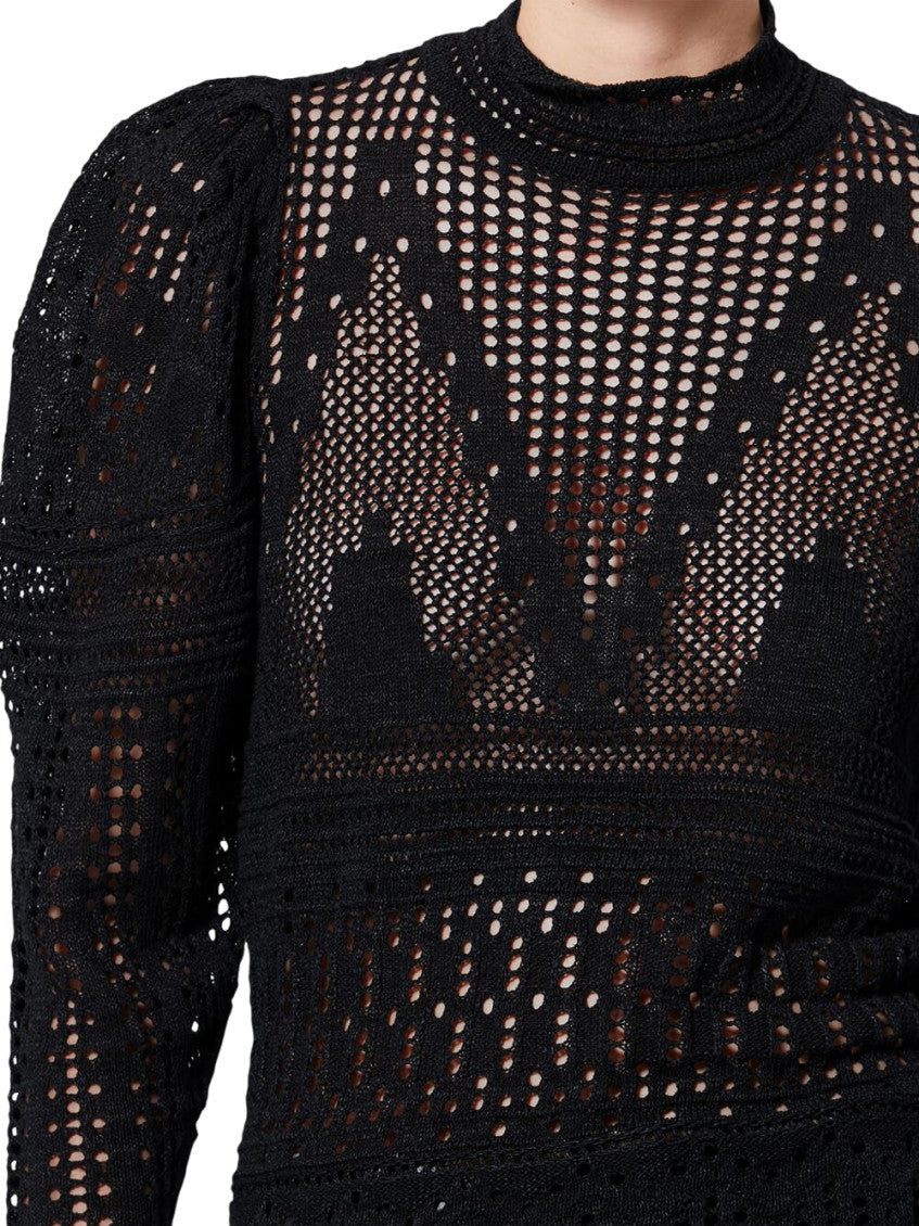 Black Crochet Mock Collar Top 5