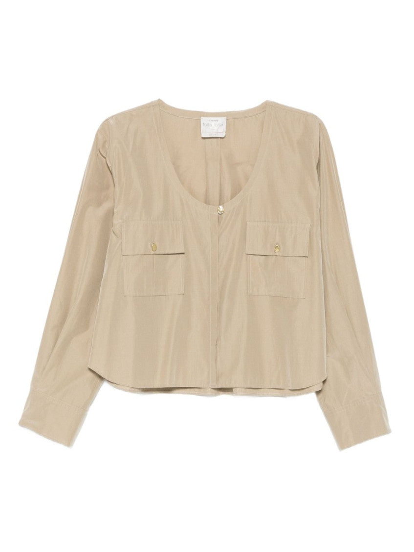 Beige Scoop Neck Shirt 1