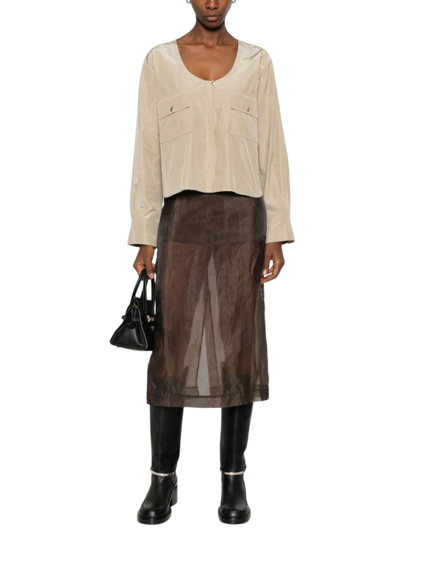 Beige Scoop Neck Shirt 2