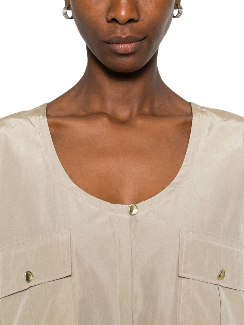 Beige Scoop Neck Shirt 5