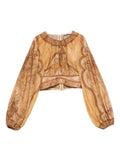 Beige Paisley Round Neck Top 1