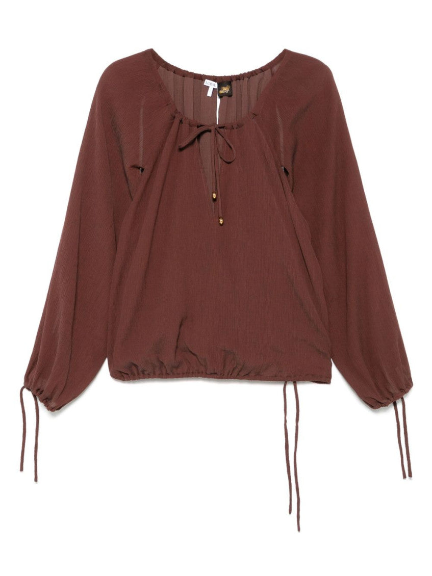 Brown Solid Round Neck Top 1