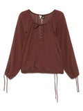 Brown Solid Round Neck Top 1