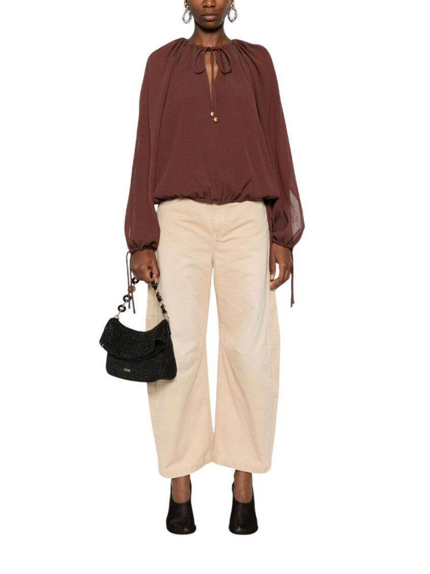 Brown Solid Round Neck Top 2