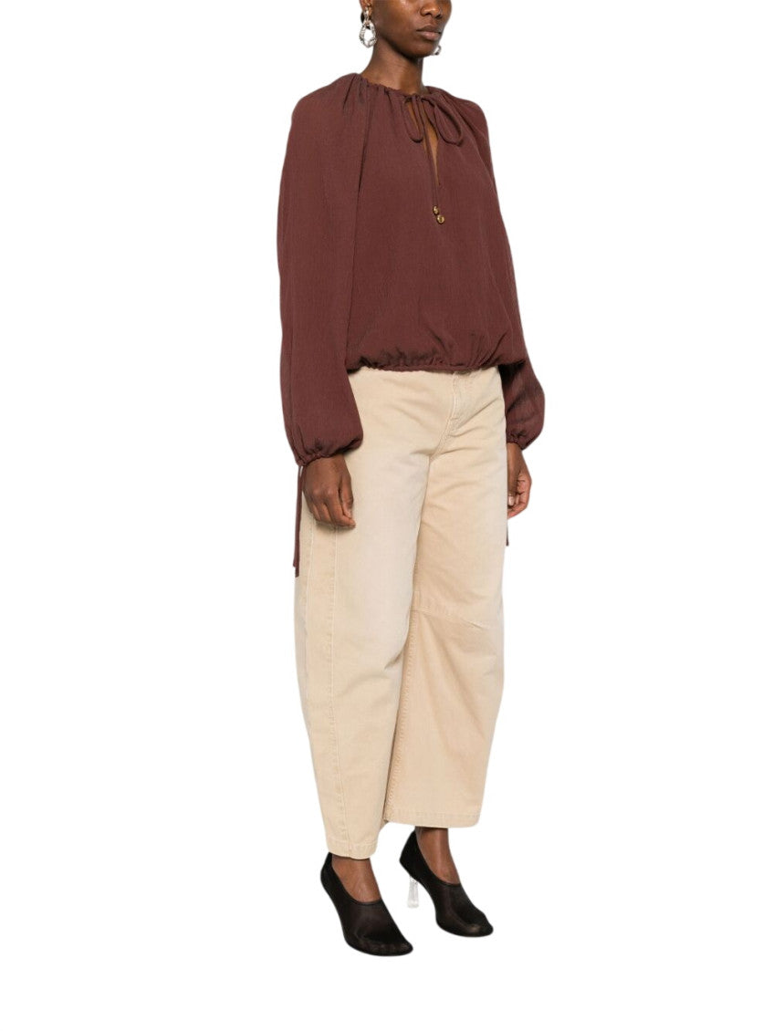 Brown Solid Round Neck Top 5