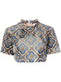 Multicolor Printed Mock Collar Top 1