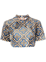 Multicolor Printed Mock Collar Top 1
