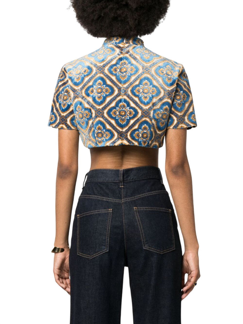 Multicolor Printed Mock Collar Top 3