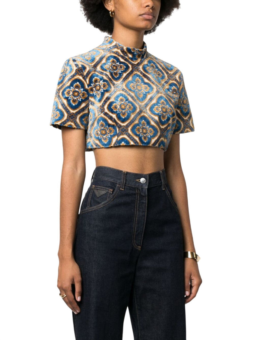 Multicolor Printed Mock Collar Top 4