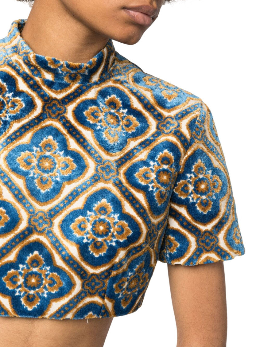 Multicolor Printed Mock Collar Top 5