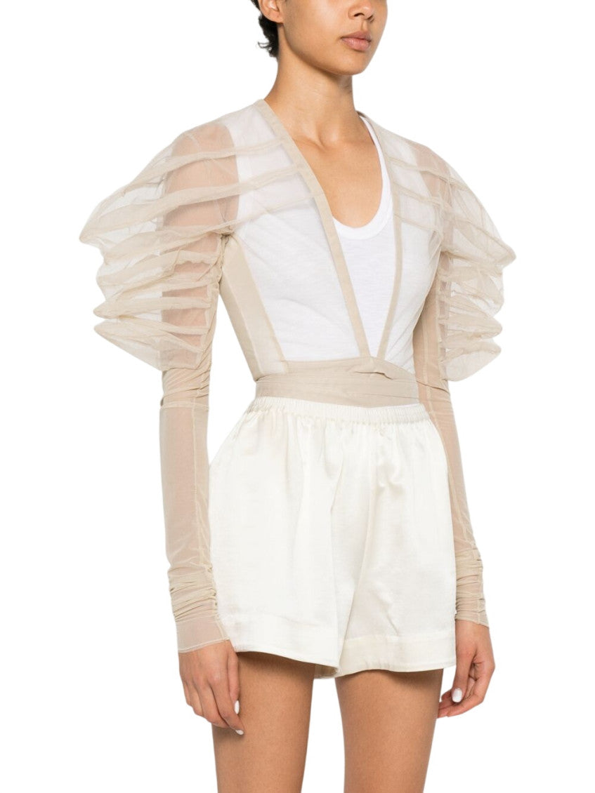 Beige Solid V Neck Top 4