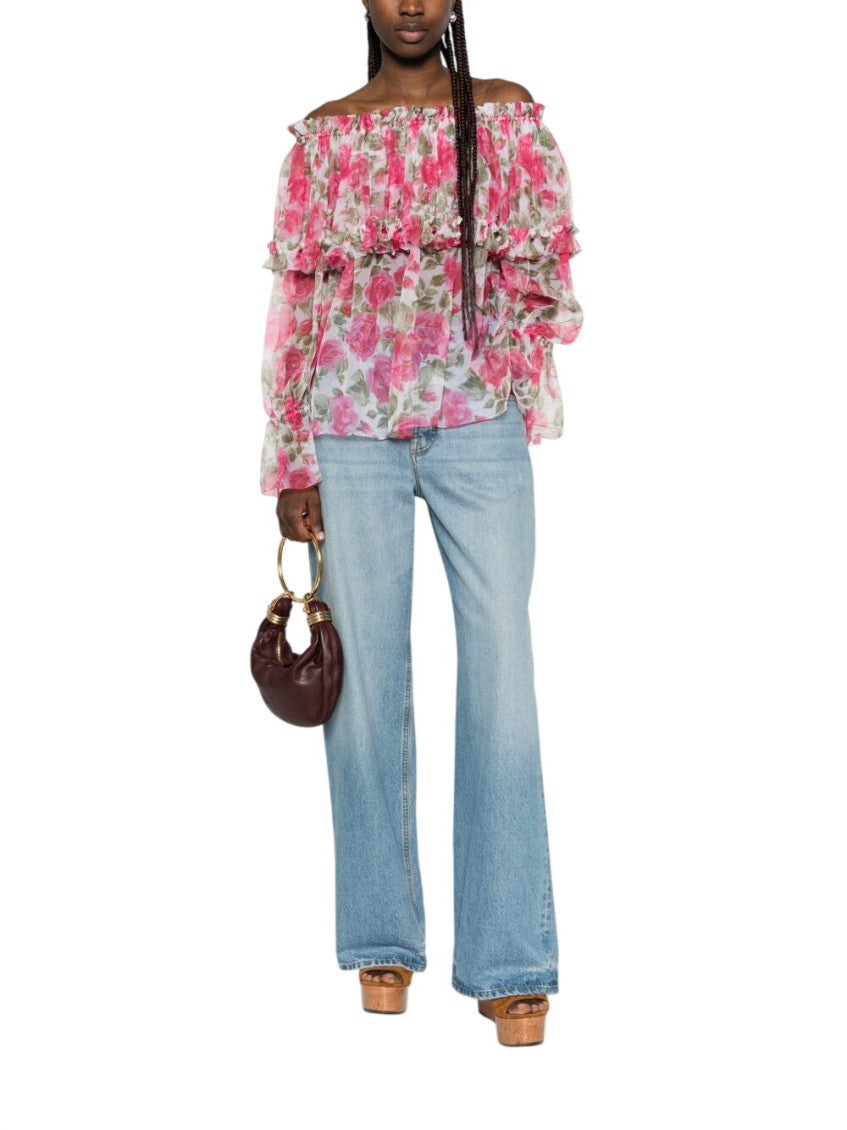 Pink Floral Off Shoulder Top 2