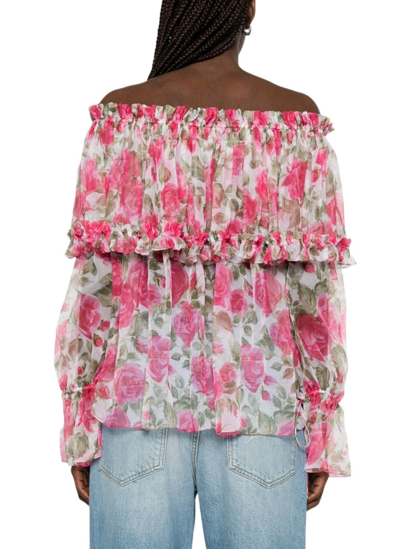 Pink Floral Off Shoulder Top 3