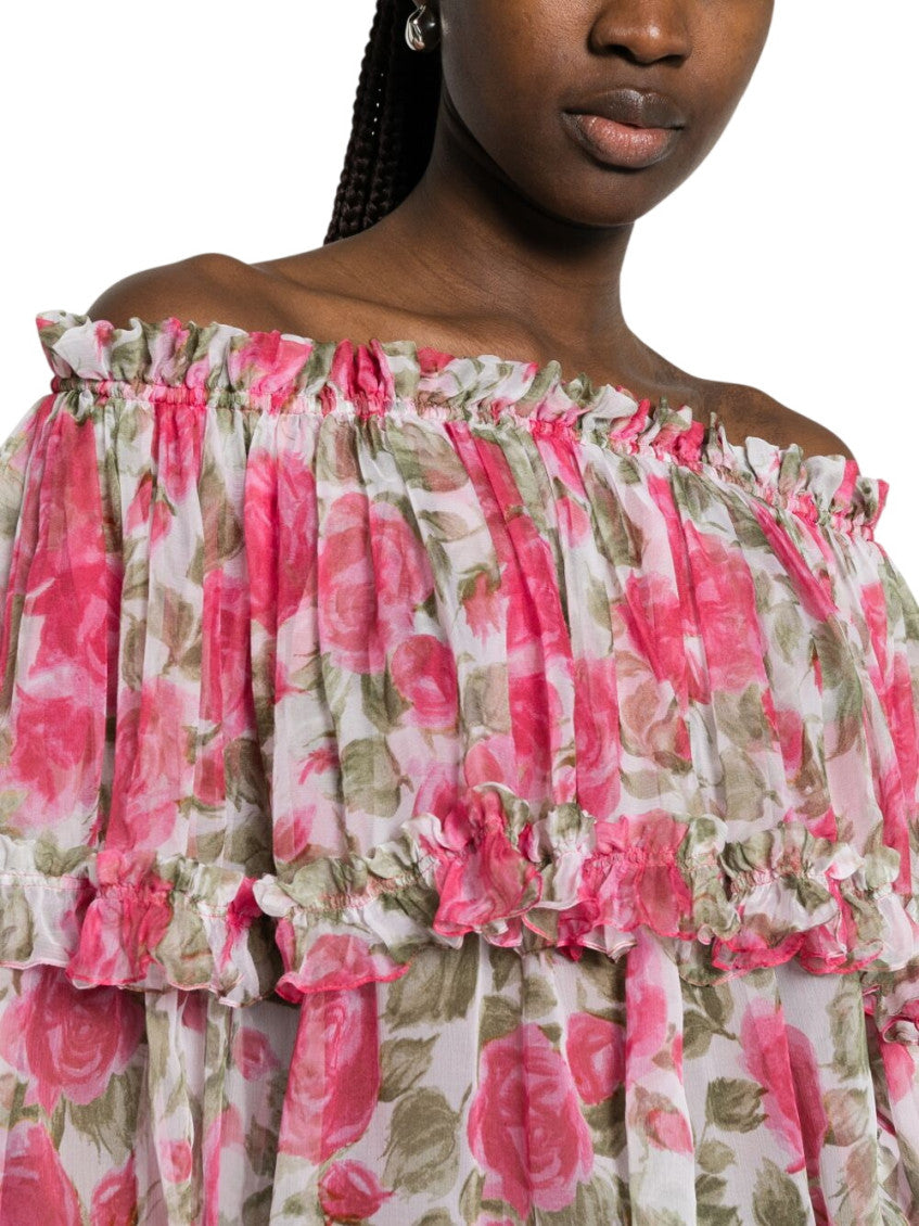 Pink Floral Off Shoulder Top 4