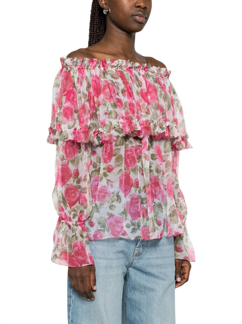 Pink Floral Off Shoulder Top 5