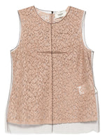 Beige Crew Neck Printed Top 1