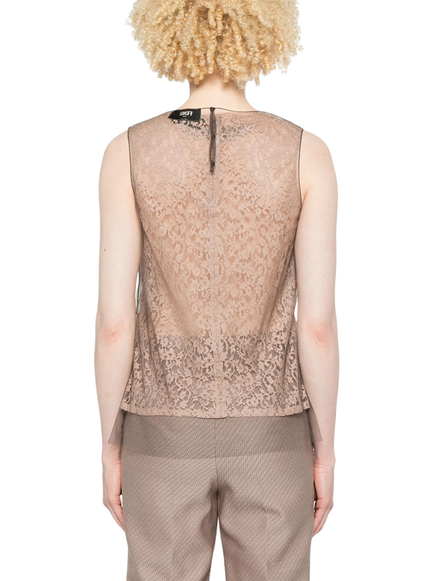 Beige Crew Neck Printed Top 3