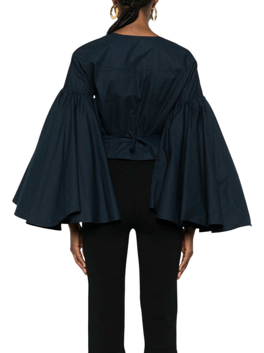 Blue Solid V Neck Top 2