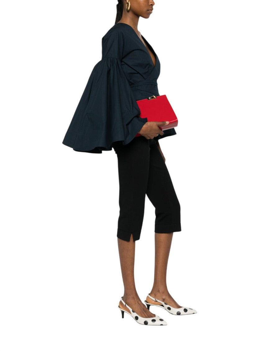 Blue Solid V Neck Top 3
