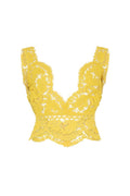 Light Yellow Lace V Neck Top 1