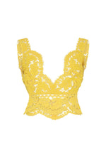 Light Yellow Lace V Neck Top 1