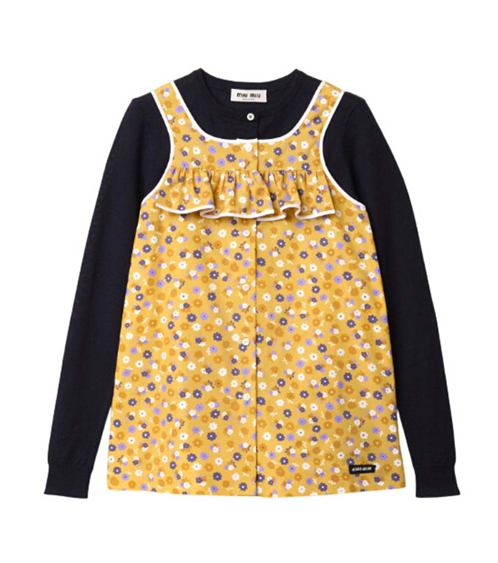Yellow Floral Round Neck Top 1