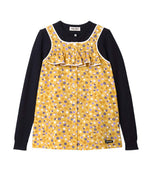 Yellow Floral Round Neck Top 1