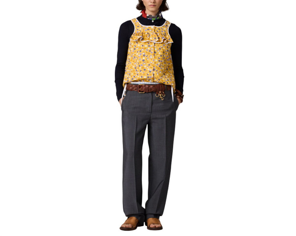 Yellow Floral Round Neck Top 2