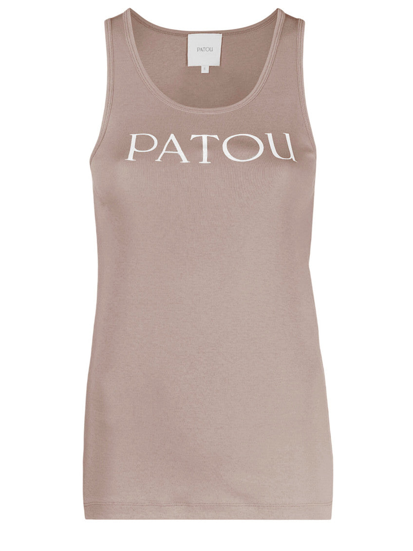 Beige Logo Round Neck Top 1