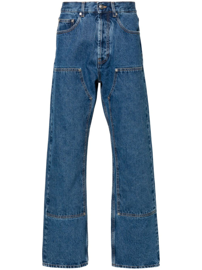 Blue Straight Mid Rise Jeans 1