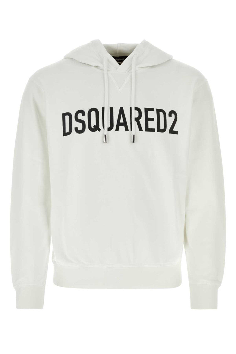 White Logo Print Hoodie 1